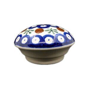 Replacememt lid Polish Pottery Boleslawiec Vase Peacock Pattern unmarked
